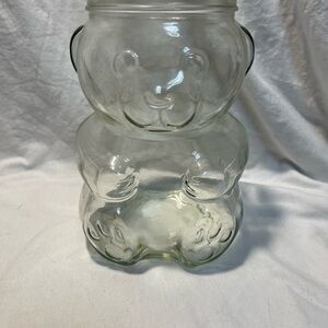 Vintage‎ Clear Glass bear shaped peanut butter jar-no lid